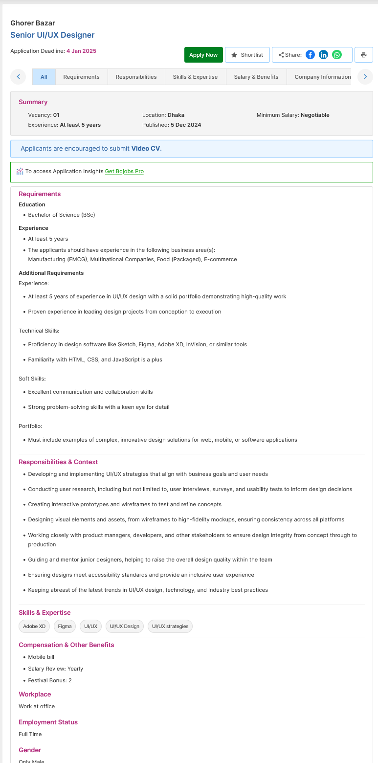 Screenshot 2024 12 08 at 18 16 19 Senior UI UX Designer Ghorer Bazar Bdjobs.com