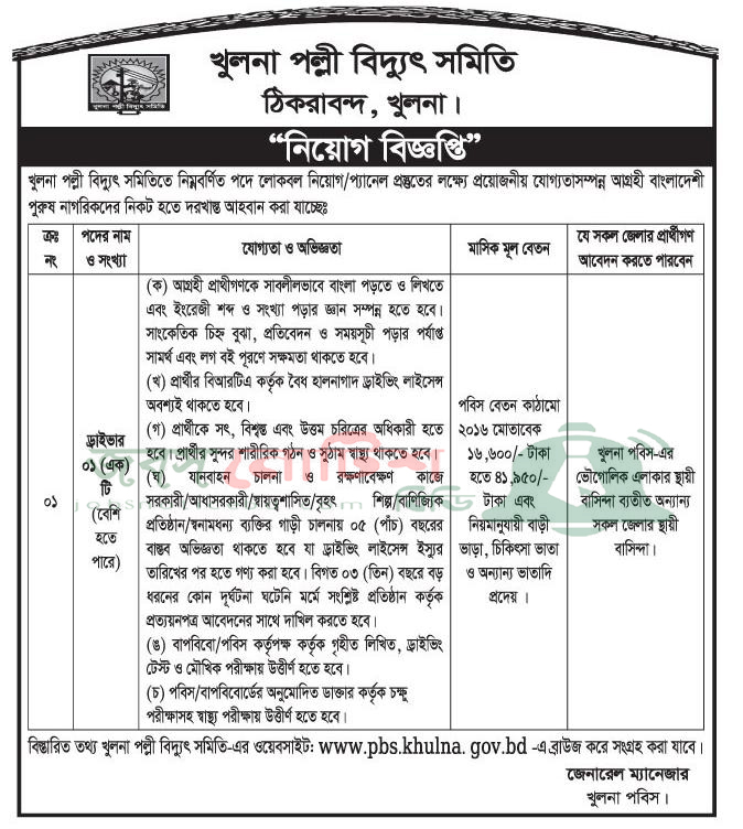 খুলনা পল্লী বিদ্যুৎ সমিতি নিয়োগ বিজ্ঞপ্তি ২০২৪